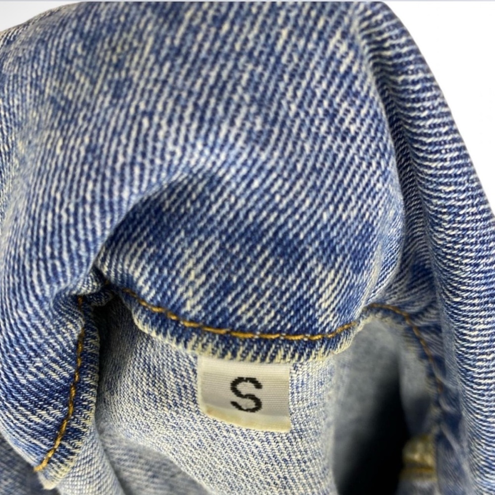 Distressed Denim Jean Jacket With Rips - Picture 3 of 3